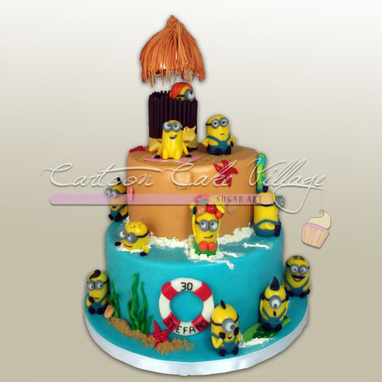 Minions Birthday Cake On the Beach