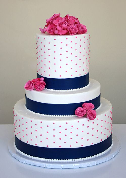 Navy and Pink Wedding Cake