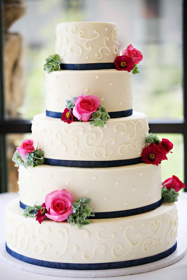 Navy and Pink Wedding Cake
