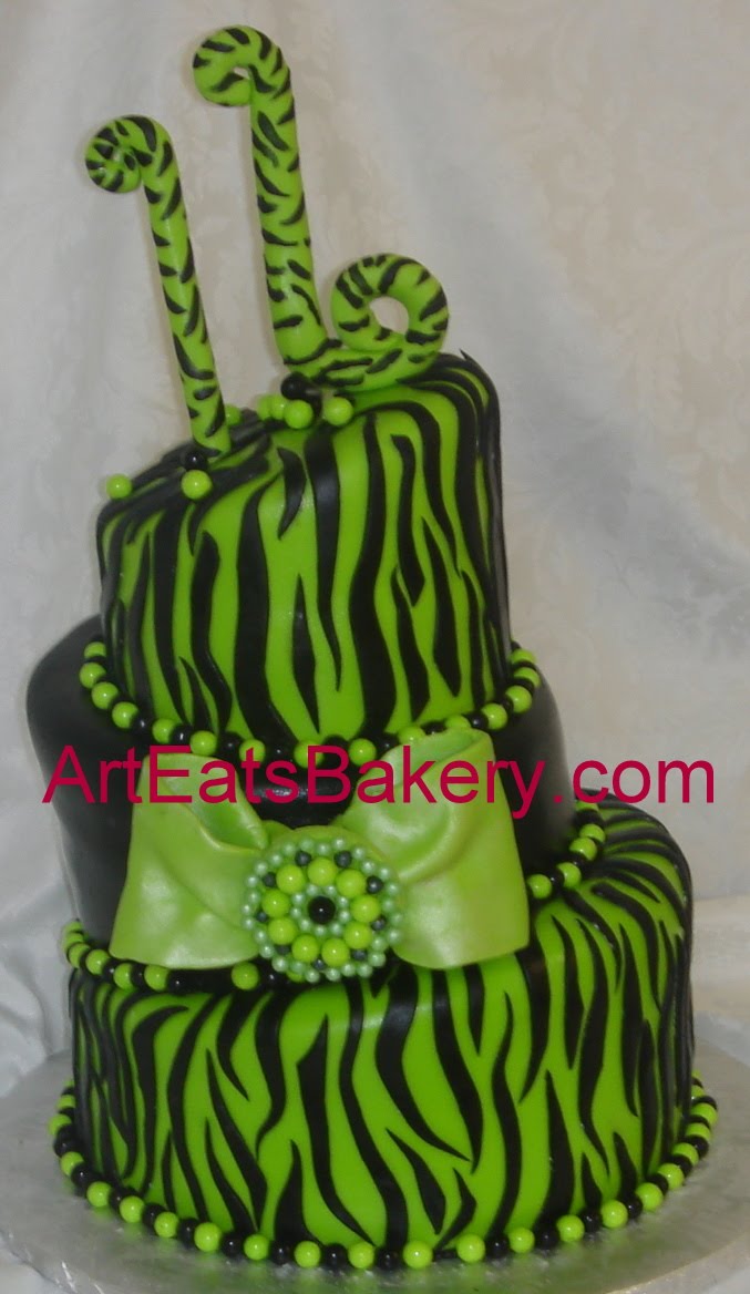 Neon Green and Black Birthday Cakes