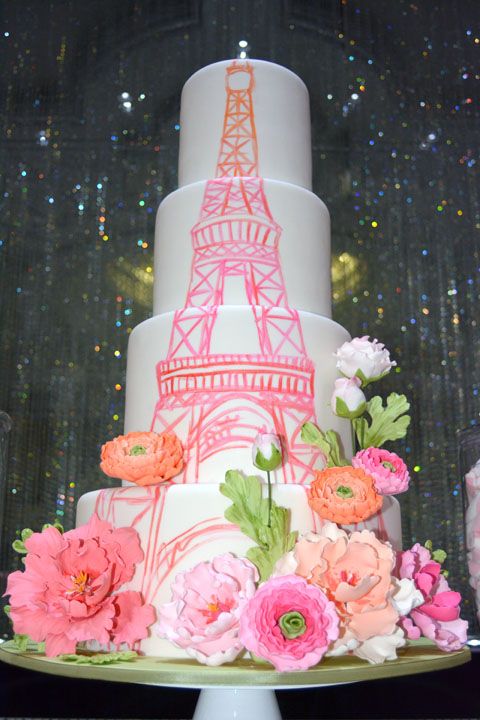 13 Paris Theme Cakes In White Gold Photo Paris Themed Wedding