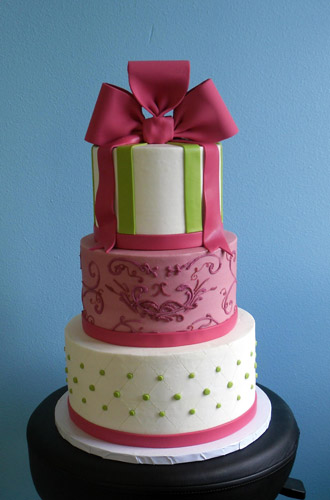 Pink and Green Bridal Shower Cake Pink and Green Bridal Shower Cake