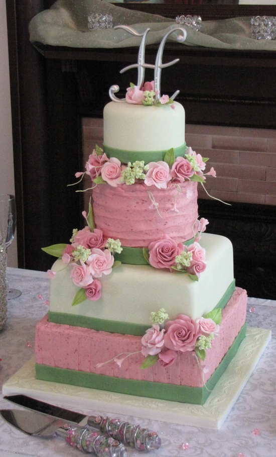 Pink and Green Wedding Cake Pink and Green Wedding Cake
