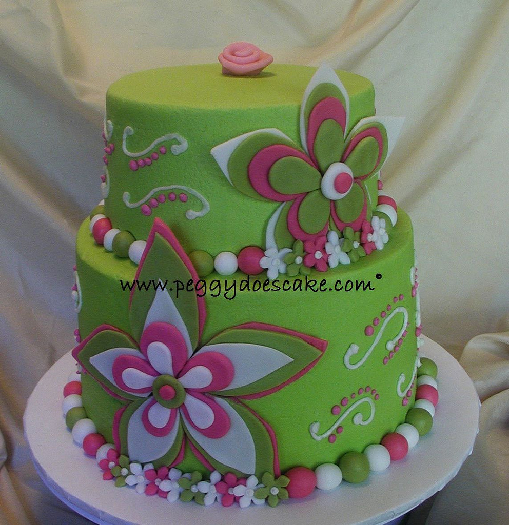 Pink and Lime Green Cake Pink and Lime Green Cake