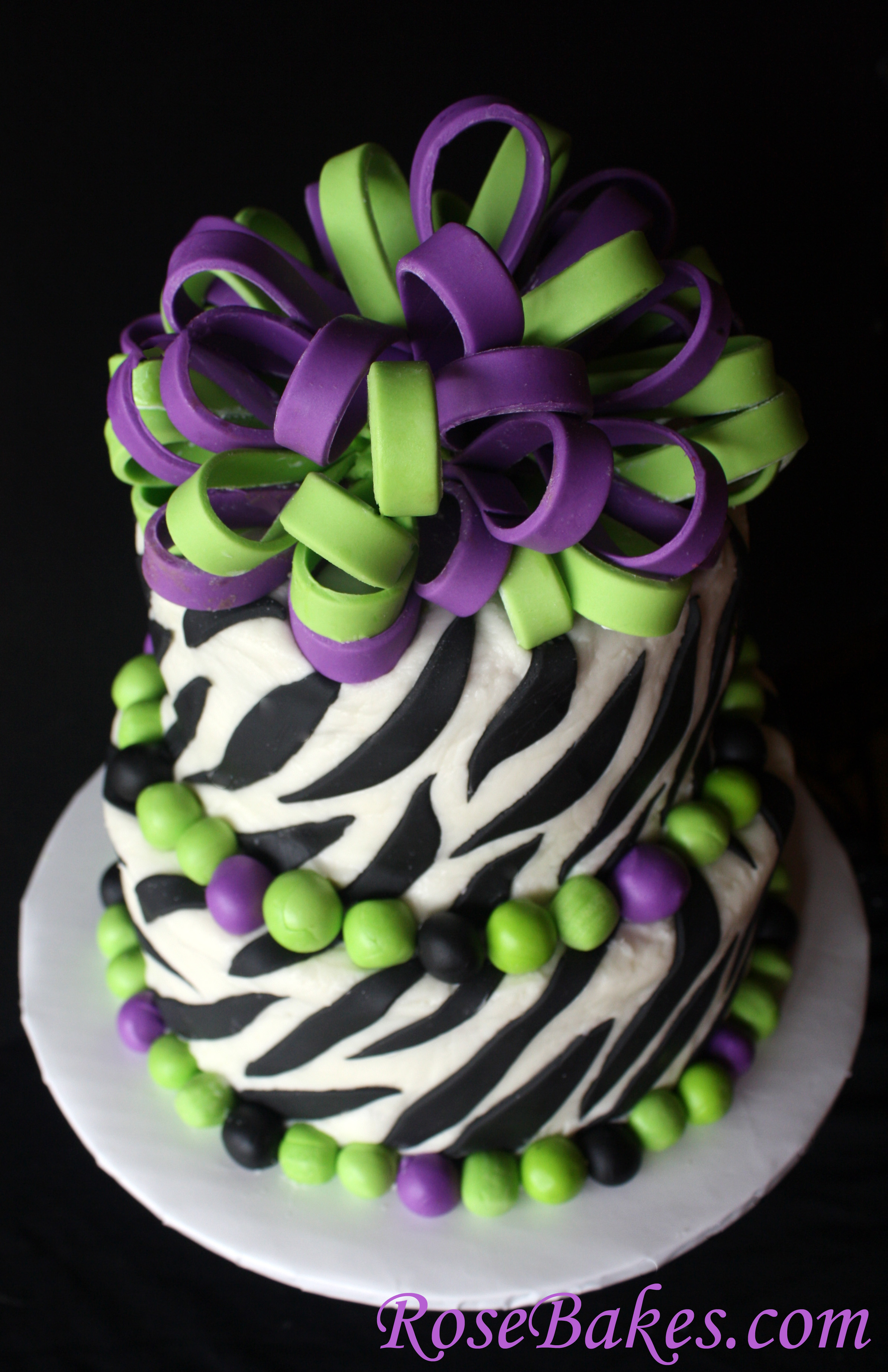 Purple and Lime Green Zebra Cake