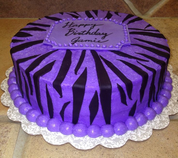 Purple Zebra Print Birthday Cakes Purple Zebra Print Birthday Cakes