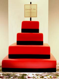 Red and Black Square Wedding Cake Red and Black Square Wedding Cake