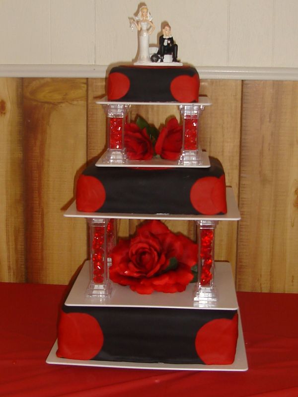 Red and Black Square Wedding Cake Red and Black Square Wedding Cake