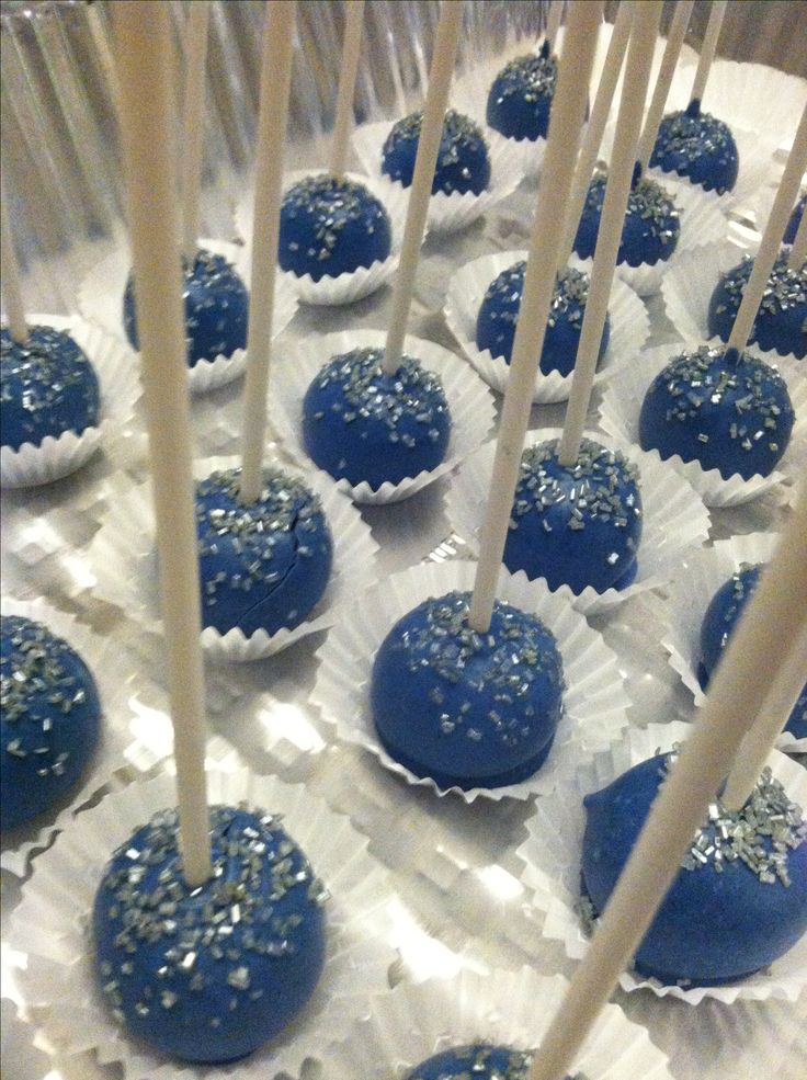 Royal Blue and Silver Cake Pops Royal Blue and Silver Cake Pops