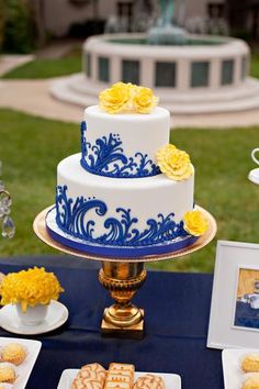 Royal Blue and Yellow Wedding Cake Royal Blue and Yellow Wedding Cake