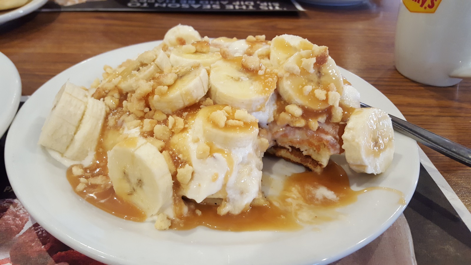 Salted Caramel and Banana Pancakes at Denny's Salted Caramel and Banana Pancakes at Denny's