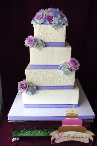 Square Wedding Cake with Dots Square Wedding Cake with Dots