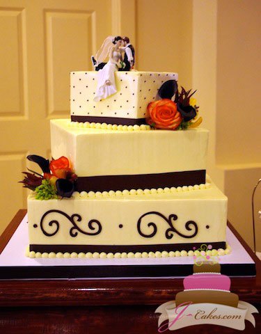 Square Wedding Cake with Scroll Square Wedding Cake with Scroll