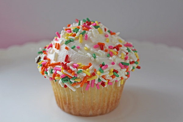 Vanilla Cupcakes with Rainbow Sprinkles