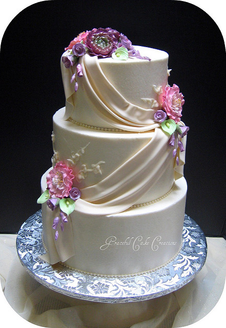 Wedding Cake with Fondant Swags Wedding Cake with Fondant Swags
