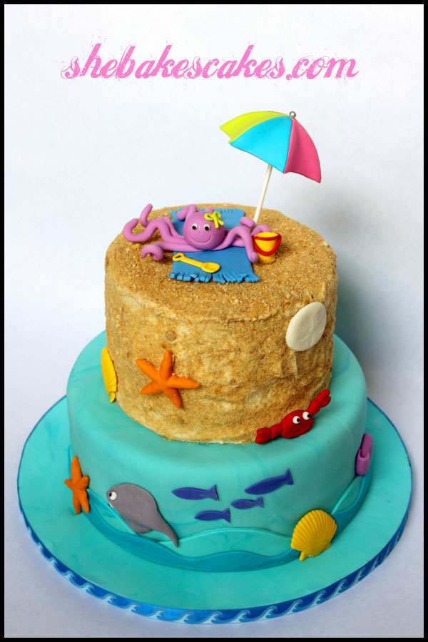 Beach Fondant Birthday Cakes Beach Fondant Birthday Cakes
