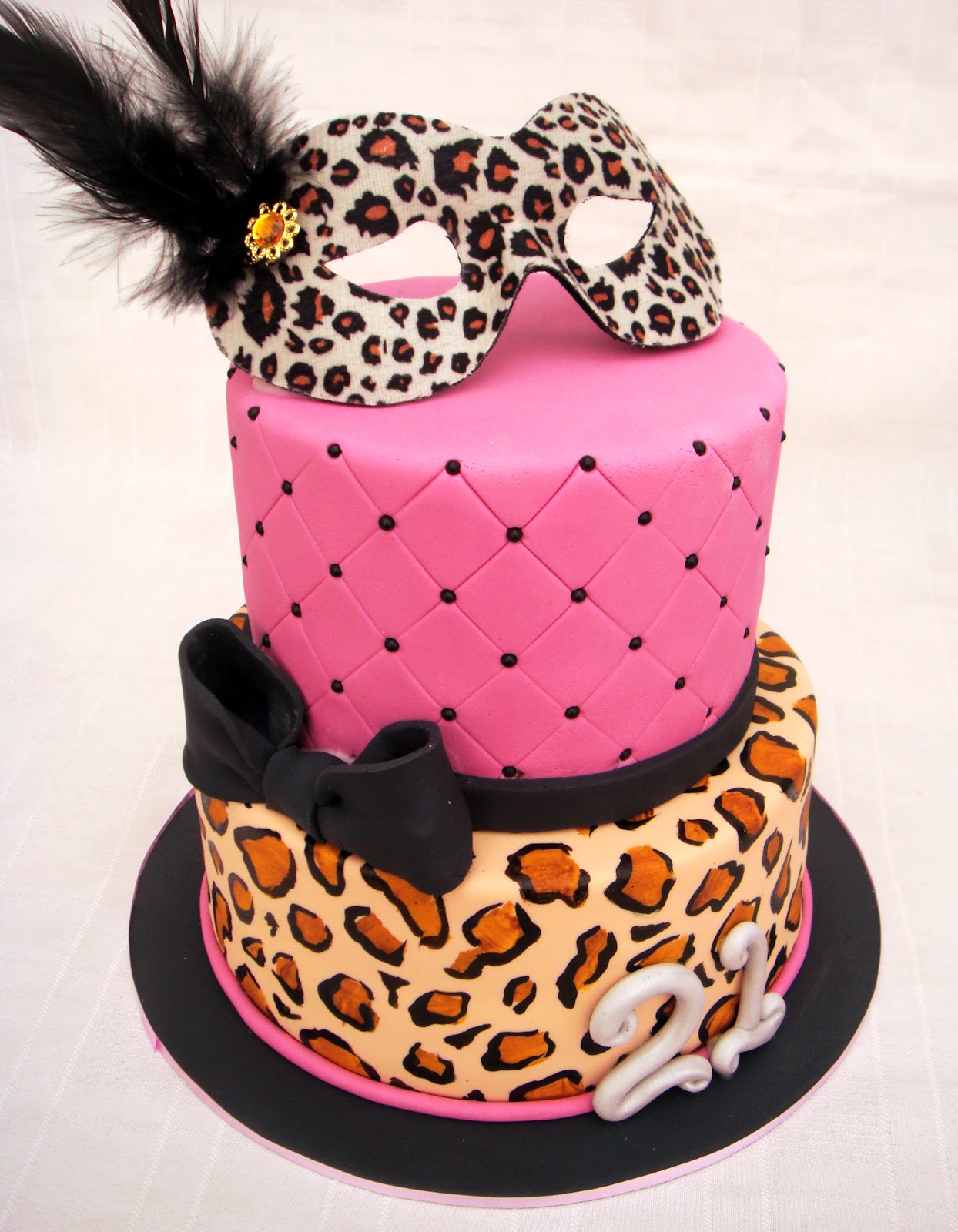 Black and Pink Leopard Birthday Cake