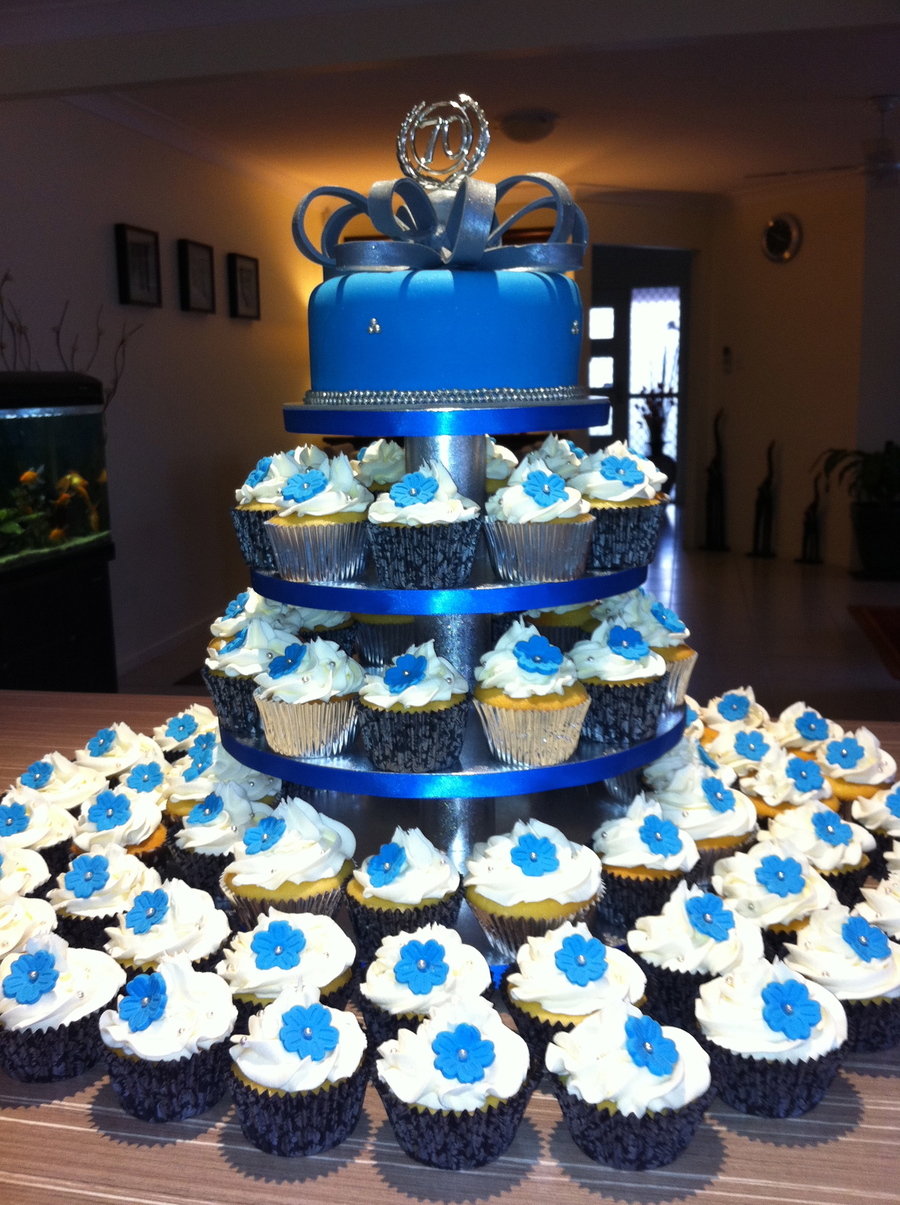 Blue and Silver Birthday Cakes Blue and Silver Birthday Cakes
