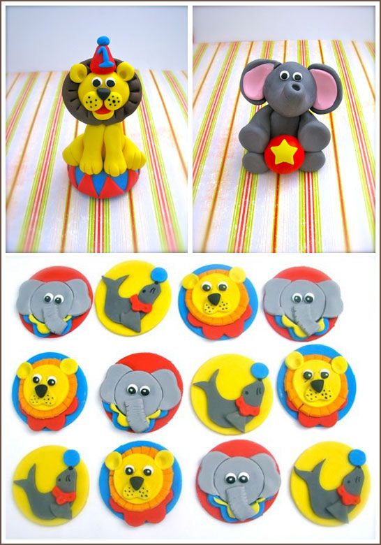 Circus Fondant Cupcake Toppers