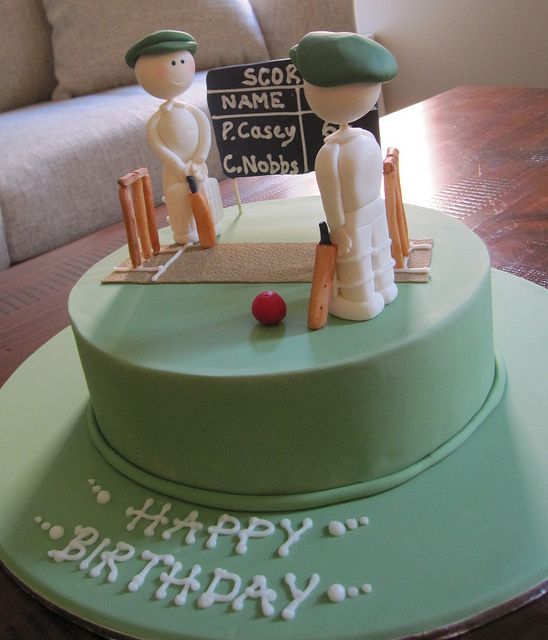 Cricket Themed Birthday Cake