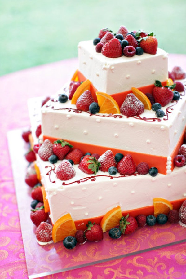 Fruit Decorated Wedding Cake