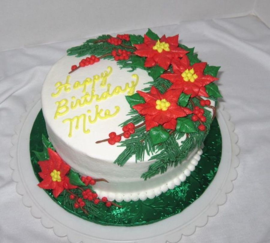 Images of Buttercream Cakes with Poinsettias Christmas Images of Buttercream Cakes with Poinsettias Christmas