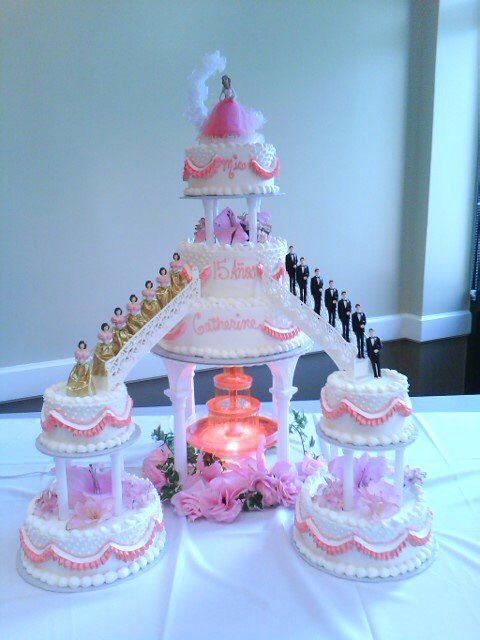Pink and Gold Quinceanera Cake