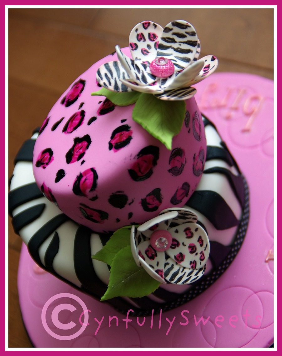 Pink Cheetah Print Cake