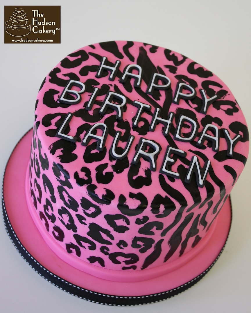 Pink Zebra and Cheetah Print Cake