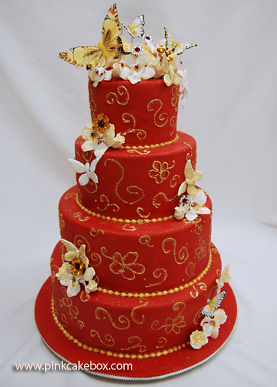 Red Black and Gold Sweet 16 Cakes