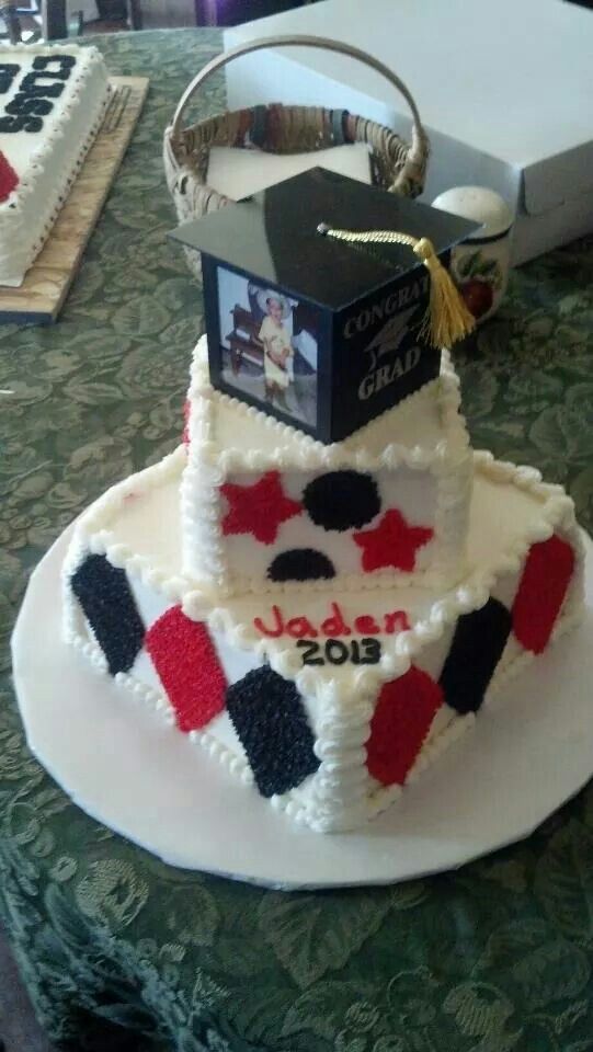 Two Tier Square Graduation Cake Two Tier Square Graduation Cake