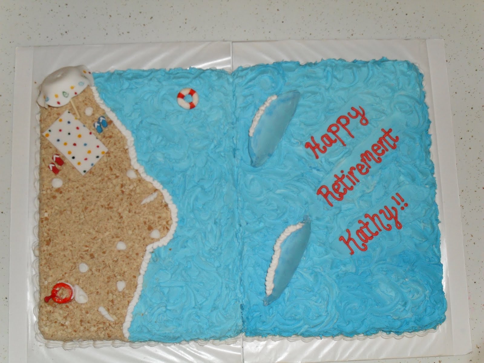 Beach Themed Sheet Cake Retirement