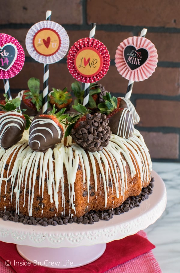 Chocolate Bundt Cake with Strawberries