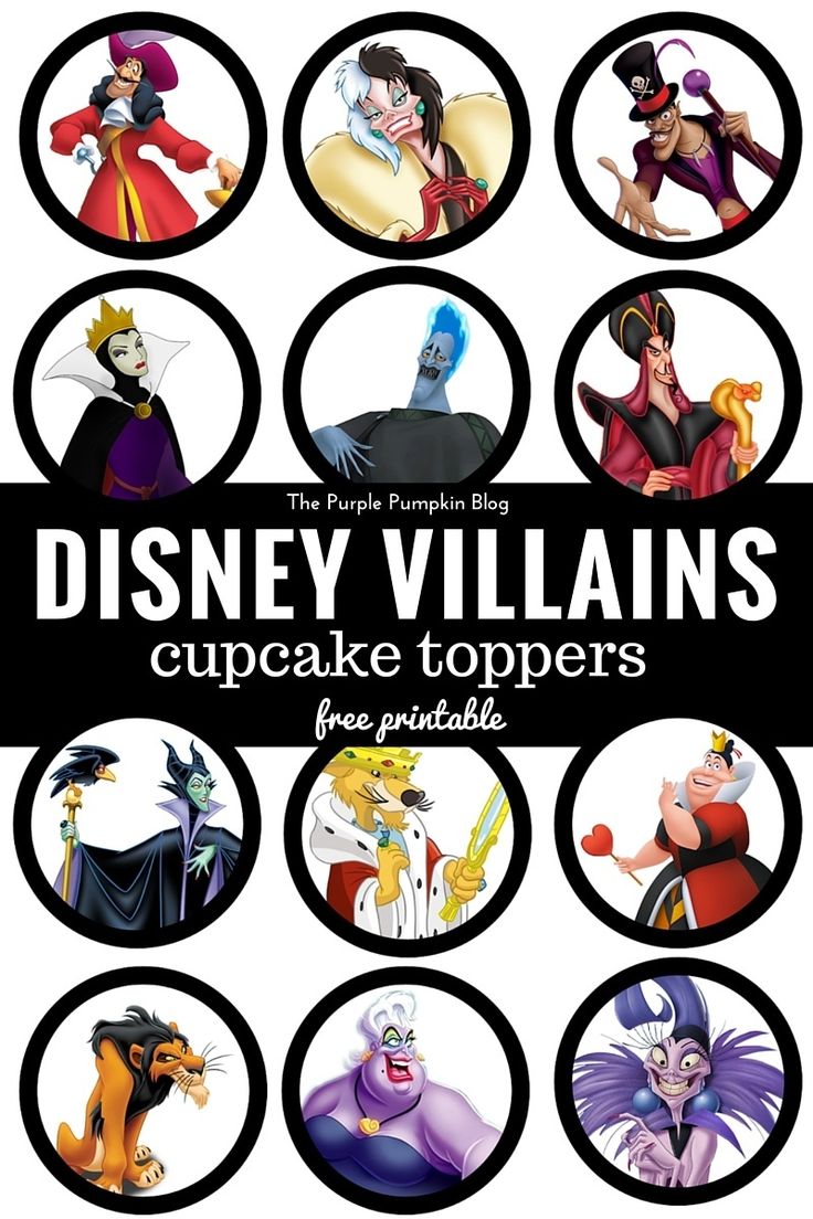 Disney Villains Cupcake Toppers Printable Disney Villains Cupcake Toppers Printable