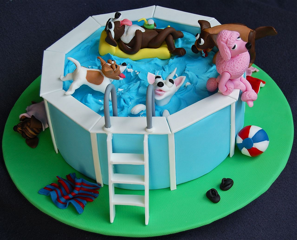 Dog Pool Party Cake