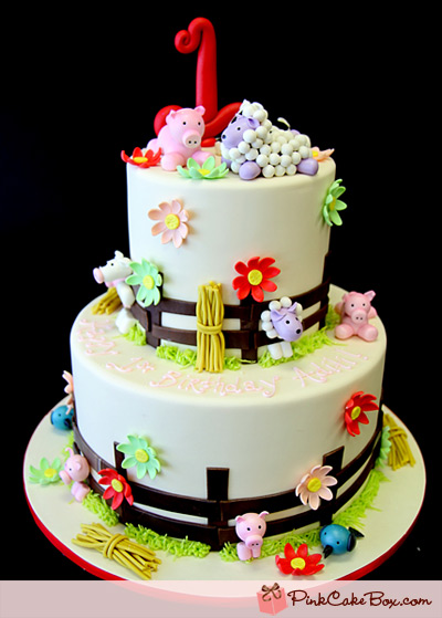 Farm Animal Themed Birthday Cake Farm Animal Themed Birthday Cake