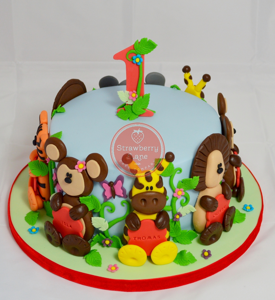 Jungle Animal Themed Birthday Cake Jungle Animal Themed Birthday Cake