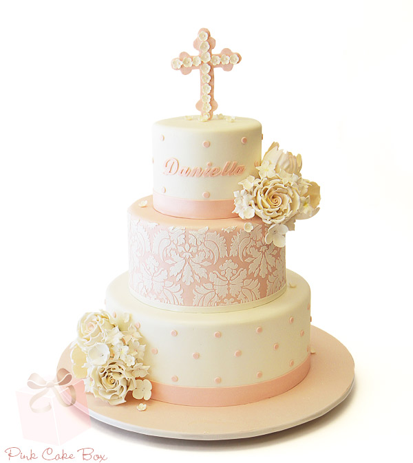 Pink and Gold Baptism Cake Pink and Gold Baptism Cake