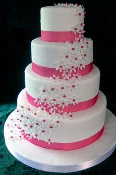 Pink and White Fondant Wedding Cake Pink and White Fondant Wedding Cake