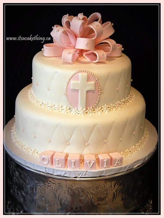 Pink Baptism Cake Pink Baptism Cake