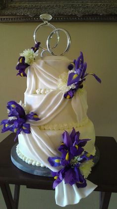 Purple Iris Wedding Cake