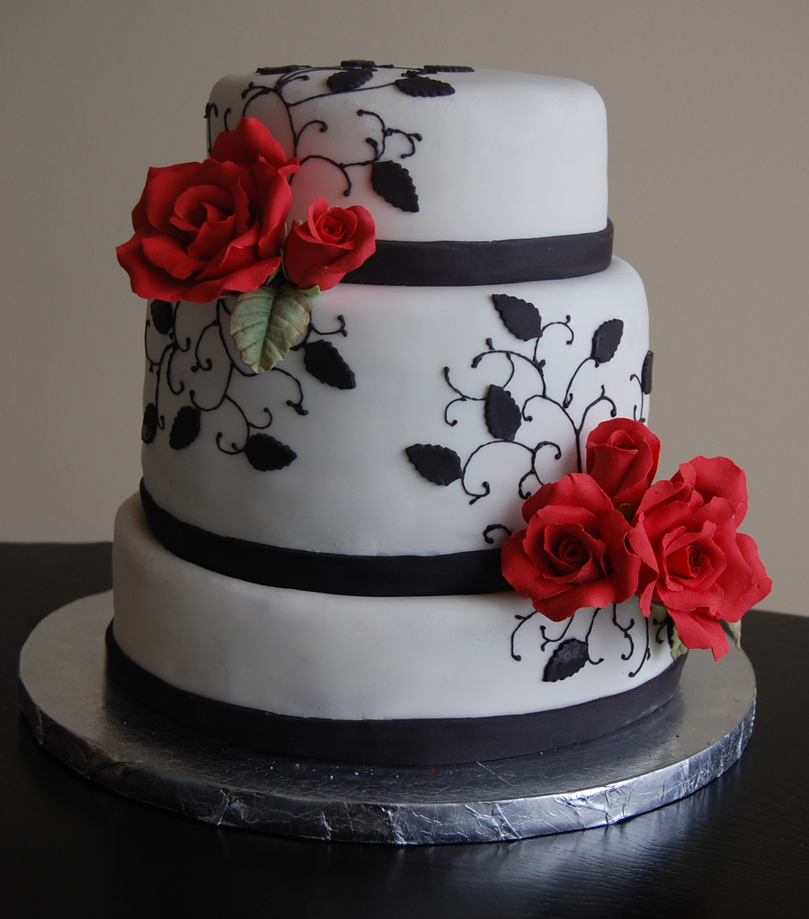 Red and Black Engagement Cake