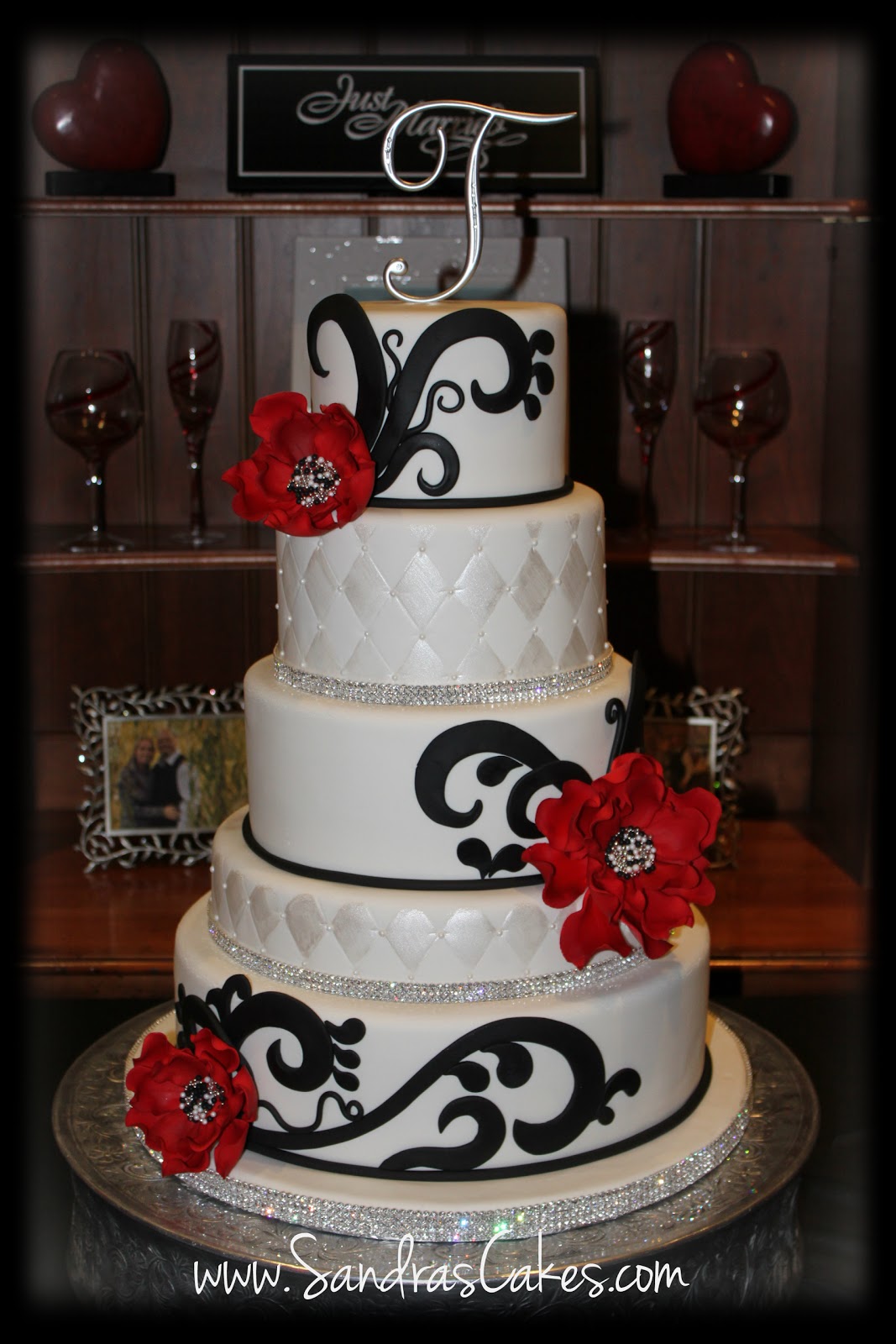 Red White and Black Wedding Cake