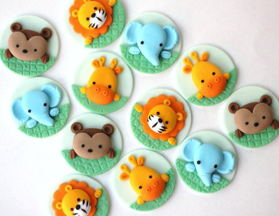 Safari Animals Fondant Cupcake Toppers Safari Animals Fondant Cupcake Toppers