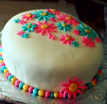 Spring Flower Fondant Cake Spring Flower Fondant Cake