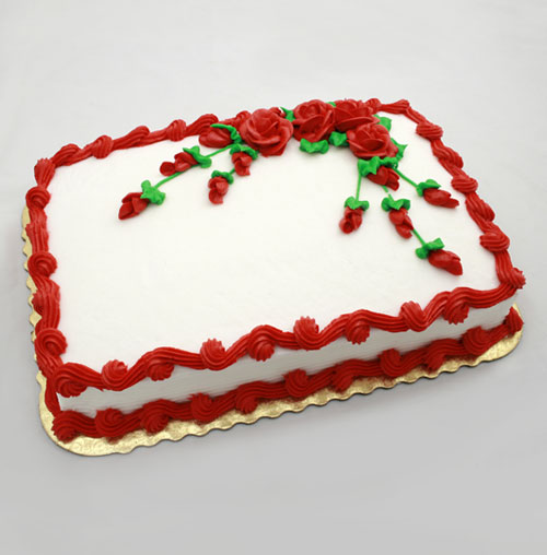 White Sheet Cake with Red Roses White Sheet Cake with Red Roses