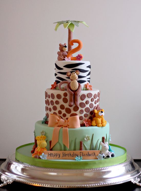 Zoo Animal Themed Birthday Cake Zoo Animal Themed Birthday Cake