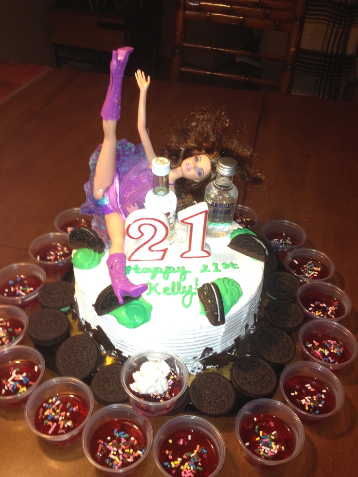 21st Birthday Cake with Liquor Bottles
