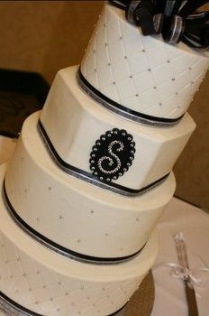 Black White and Silver Wedding Cake Black White and Silver Wedding Cake