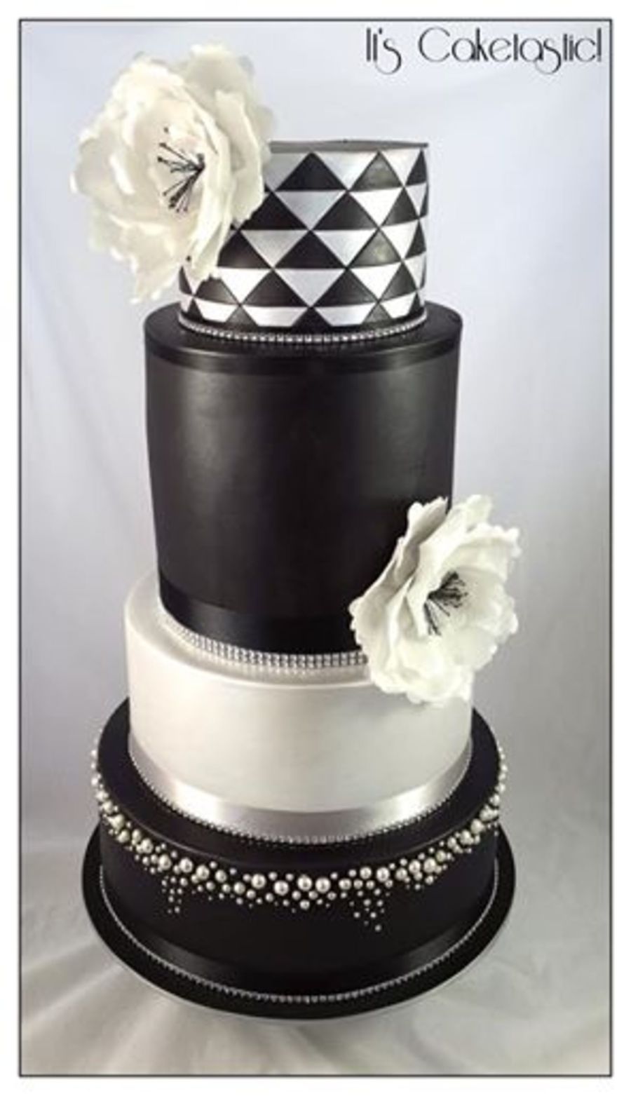 Black White and Silver Wedding Cake Black White and Silver Wedding Cake